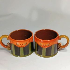 Demdaco Chocolate Berries Flat Mugs Set of 2